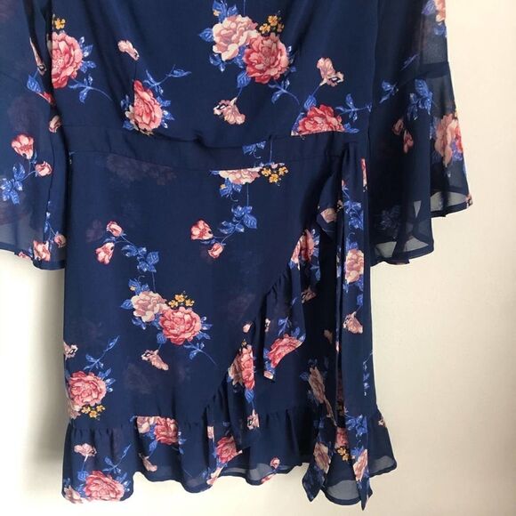 2/$20 Xhilaration Target Blue Floral Print Ruffle Off Shoulder Dress - Picture 4 of 5